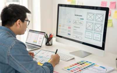 man looking at computer