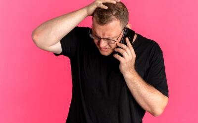 frustrated business owner on the phone